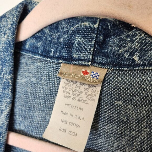 Vintage Acid Wash Denim Jacket Medium Silver Concho Accents Pockets Made‎ In USA - Picture 5 of 8